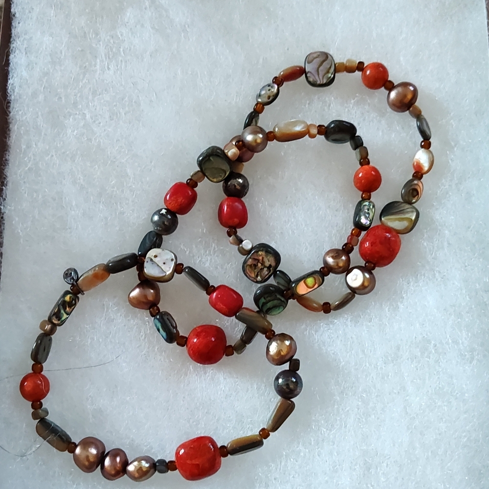 Silpada 3 Sterling Silver Sponge Coral Stretch B1695 Bracelets Retired Excellent